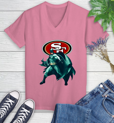 NFL Batman Football Sports San Francisco 49ers Women's V-Neck T-Shirt 13