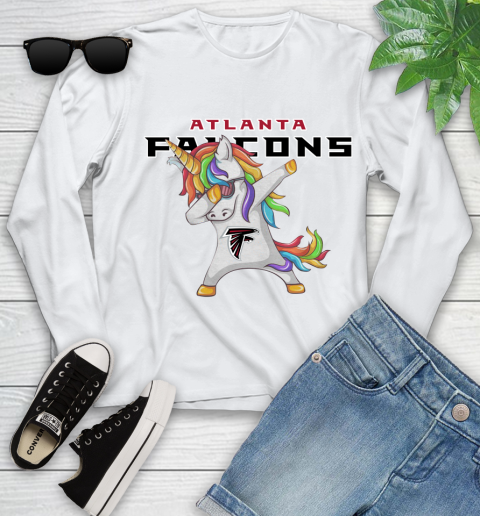 Atlanta Falcons NFL Football Funny Unicorn Dabbing Sports Youth Long Sleeve