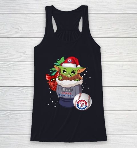Texas Rangers Christmas Baby Yoda Star Wars Funny Happy MLB Racerback Tank 8
