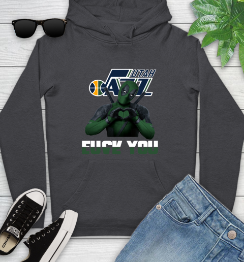 NBA Utah Jazz Deadpool Love You Fuck You Basketball Sports Youth Hoodie 8