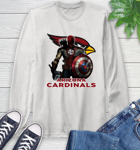 NFL Captain America Thor Spider Man Hawkeye Avengers Endgame Football Arizona Cardinals Long Sleeve T-Shirt