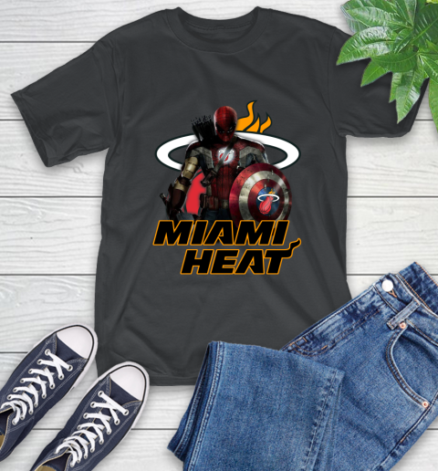 Miami Heat NBA Basketball Captain America Thor Spider Man Hawkeye Avengers T-Shirt 2