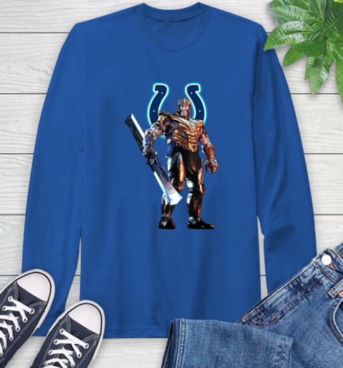 NFL Thanos Gauntlet Avengers Endgame Football Indianapolis Colts Long Sleeve T-Shirt 9