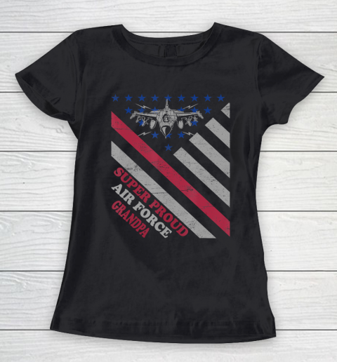 GrandFather gift shirt Vintage Flag American Veteran Super Proud Air Force Grandpa T Shirt Women's T-Shirt