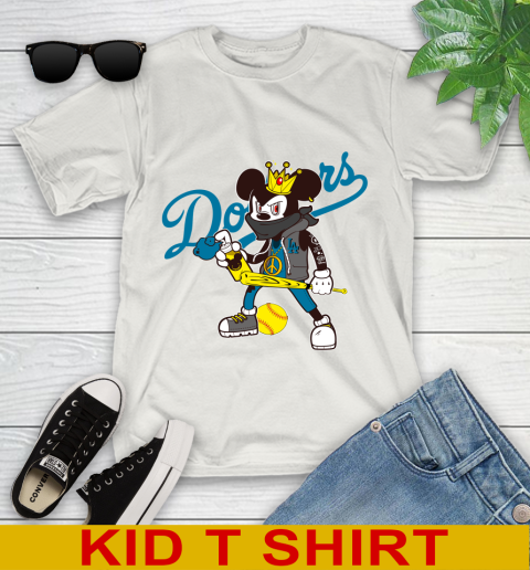 Los Angeles Dodgers MLB Baseball Mickey Peace Sign Sports Youth T-Shirt 12