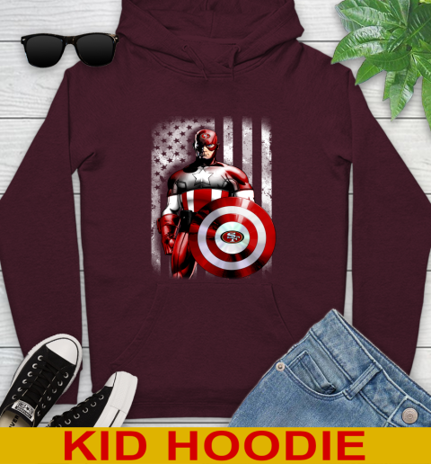 San Francisco 49ers NFL Football Captain America Marvel Avengers American Flag Shirt Youth Hoodie 7
