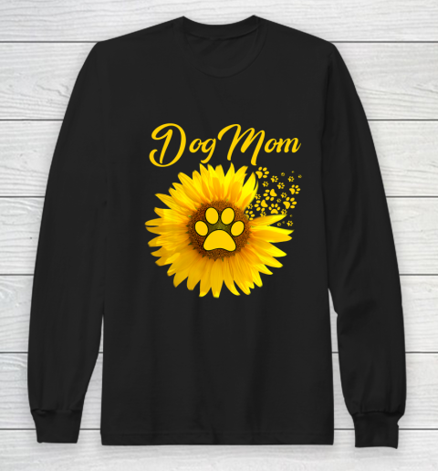 Dog Mom Shirt Amazing Dog Mom Sunflower Dog Paw Long Sleeve T Shirt Tee For Sports