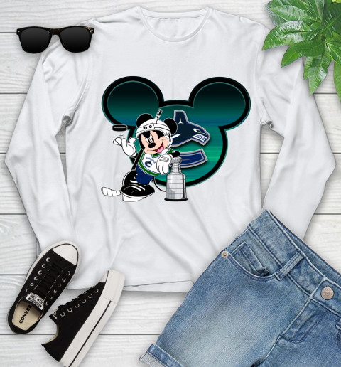NHL Vancouver Canucks Stanley Cup Mickey Mouse Disney Hockey T Shirt Youth Long Sleeve 1 NHL Vancouver Canucks Stanley Cup Mickey Mouse Disney Hockey T Shirt Youth Long Sleeve