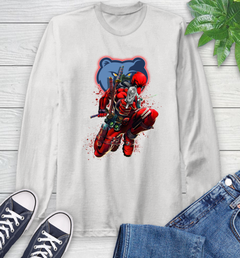 NBA Deadpool Marvel Comics Sports Basketball Memphis Grizzlies Long Sleeve T-Shirt