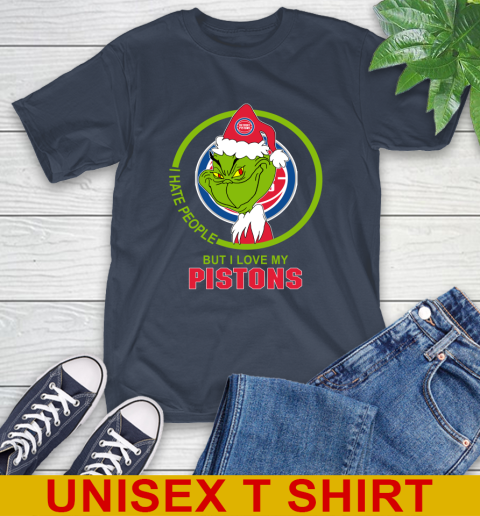 Detroit Pistons NBA Christmas Grinch I Hate People But I Love My Favorite Basketball Team T-Shirt 4
