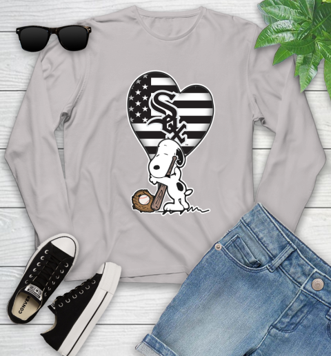 Chicago White Sox MLB Baseball The Peanuts Movie Adorable Snoopy Youth Long Sleeve 12
