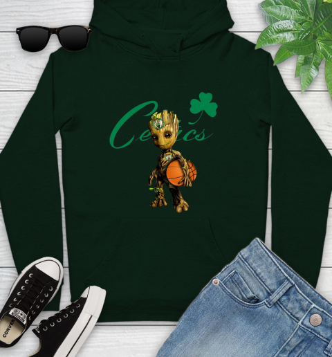 Boston Celtics NBA Basketball Groot Marvel Guardians Of The Galaxy Youth Hoodie 13