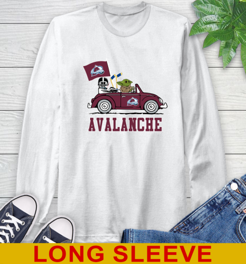 NHL Hockey Colorado Avalanche Darth Vader Baby Yoda Driving Star Wars Shirt Long Sleeve T-Shirt