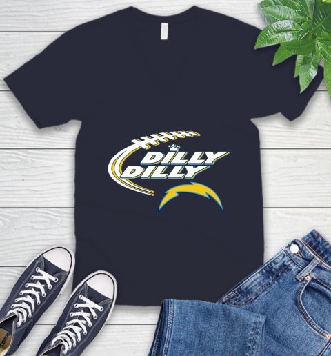 NFL Los Angeles Chargers Dilly Dilly Football Sports V-Neck T-Shirt 3