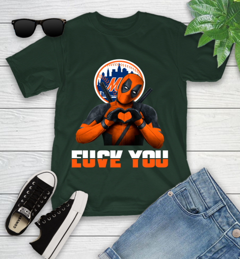 MLB New York Mets Deadpool Love You Fuck You Baseball Sports Youth T-Shirt 20