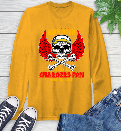 NFL Damn Right I Am A Los Angeles Chargers Win Or Lose Skull Football Sports Long Sleeve T-Shirt 2