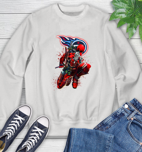 NFL Deadpool Marvel Comics Sports Football Tennessee Titans Sweatshirt