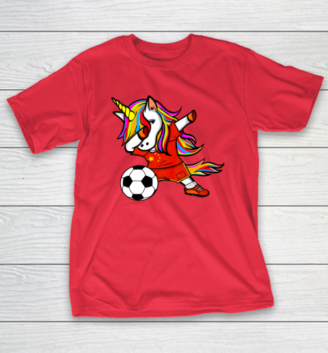 Funny Dabbing Unicorn China Football Chinese Flag Soccer T-Shirt 22