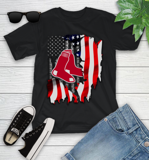 Boston Red Sox MLB Baseball American Flag Youth T-Shirt