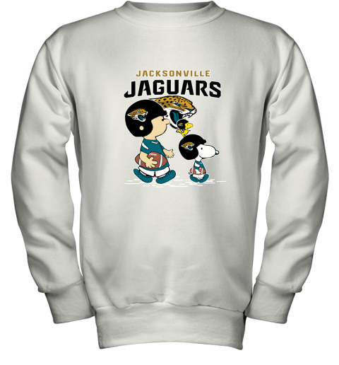 Jacksonville Jaguars Let's Play Football Together Snoopy NFL Youth Sweatshirt