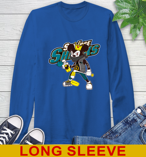San Jose Sharks NHL Hockey Mickey Peace Sign Sports Long Sleeve T-Shirt 9