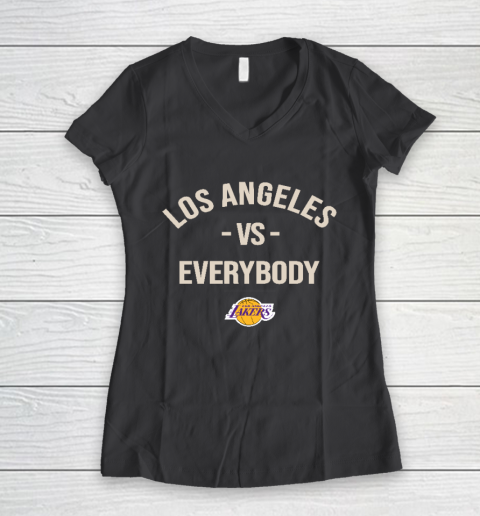 Los Angeles Lakers Vs Everybody Women's V-Neck T-Shirt 6