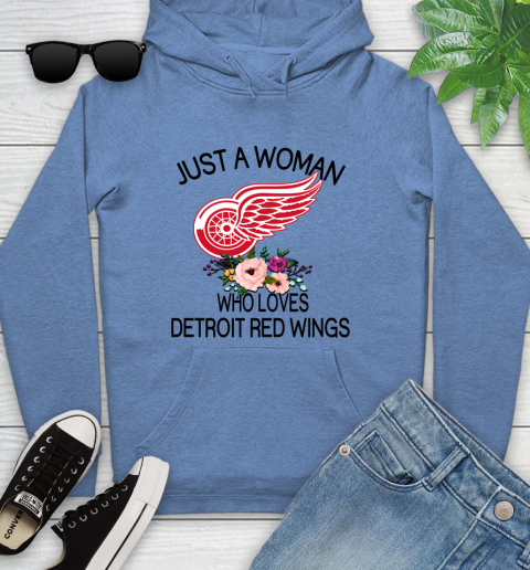 NHL Just A Woman Who Loves Detroit Red Wings Hockey Sports Youth Hoodie 8