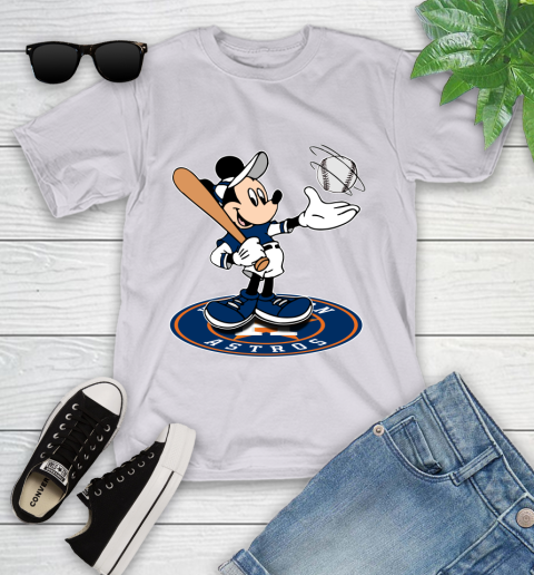 MLB Baseball Houston Astros Cheerful Mickey Disney Shirt Youth T-Shirt 4
