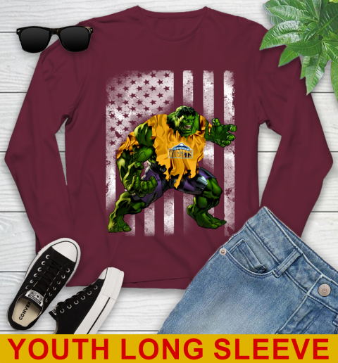 Denver Nuggets Hulk Marvel Avengers NBA Basketball American Flag Youth Long Sleeve 6