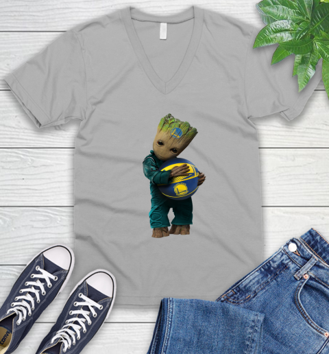 NBA Groot Guardians Of The Galaxy Basketball Sports Golden State Warriors V-Neck T-Shirt 4