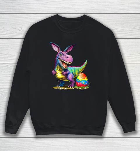 T Rex Dino Bunny Dinosaurs Hunt Eggs Happy Easter Outfit Boy Sweatshirt