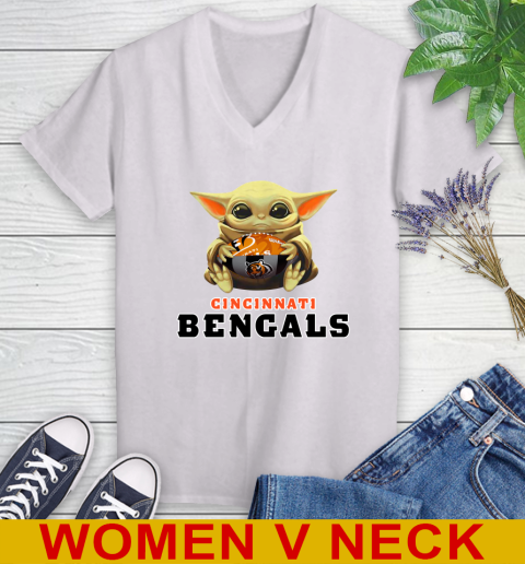 NFL Football Cincinnati Bengals Baby Yoda Star Wars Shirt Women's V-Neck T-Shirt