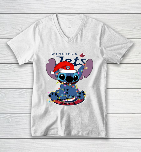 Winnipeg Jets NHL Hockey noel stitch Christmas V-Neck T-Shirt