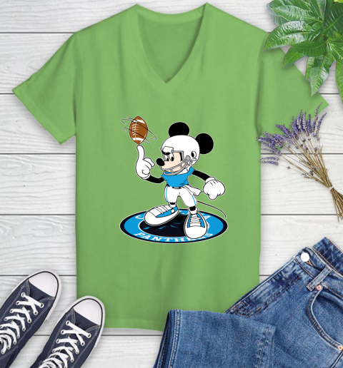 NFL Football Carolina Panthers Cheerful Mickey Disney Shirt Women's V-Neck T-Shirt 9