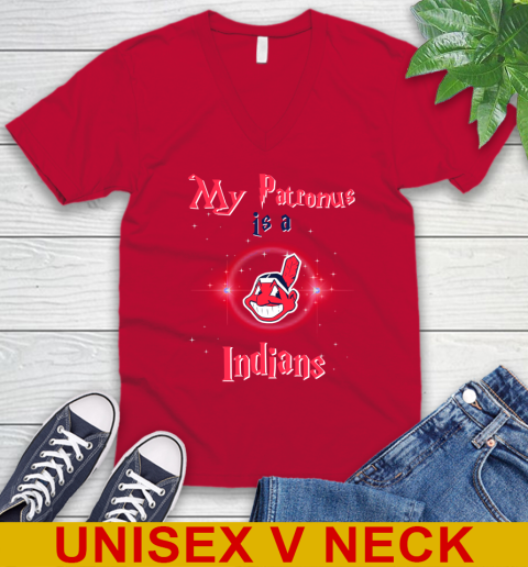 MLB Baseball Harry Potter My Patronus Is A Cleveland Indians V-Neck T-Shirt 6