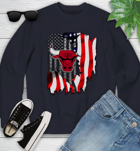 Chicago Bulls NBA Basketball American Flag Youth Sweatshirt 2