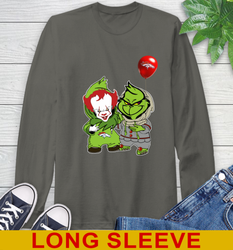 Denver Broncos Baby Pennywise Grinch Christmas NFL Football Long Sleeve T-Shirt 8