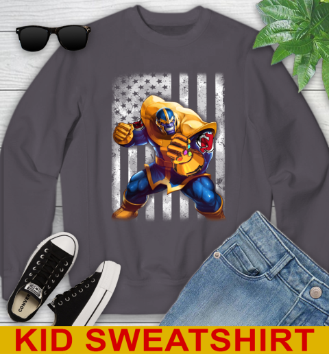 NHL Hockey New Jersey Devils Thanos Marvel American Flag Shirt Youth Sweatshirt 5