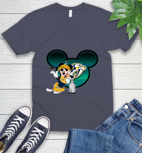 NHL Nashville Predators Stanley Cup Mickey Mouse Disney Hockey T Shirt V-Neck T-Shirt 9