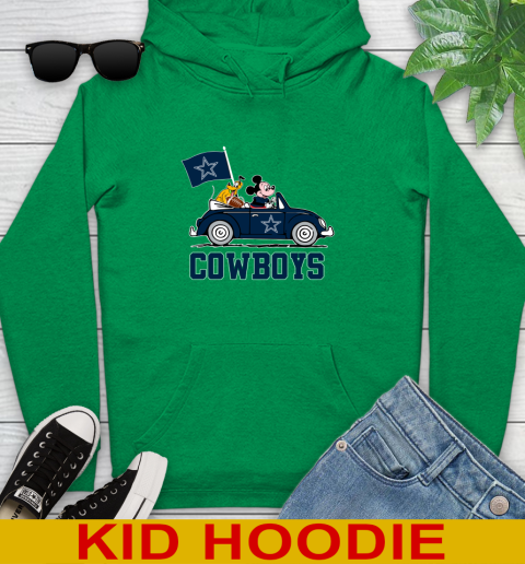 NFL Football Dallas Cowboys Pluto Mickey Driving Disney Shirt Youth Hoodie 8