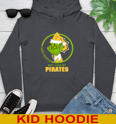 Pittsburgh Pirates MLB Christmas Grinch I Hate People But I Love My Favorite Baseball Team Youth Hoodie 9