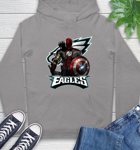 NFL Captain America Thor Spider Man Hawkeye Avengers Endgame Football Philadelphia Eagles Hoodie 6