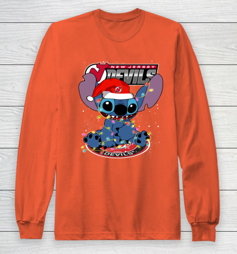 New Jersey Devils NHL Hockey noel stitch Christmas Long Sleeve T-Shirt 3