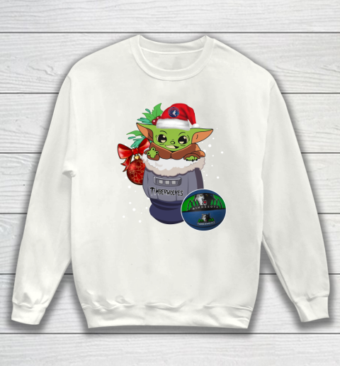 Minnesota Timberwolves Christmas Baby Yoda Star Wars Funny Happy NBA Sweatshirt 2