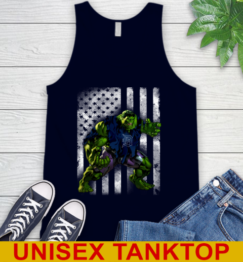 Detroit Tigers Hulk Marvel Avengers MLB Baseball American Flag Tank Top - Image 3