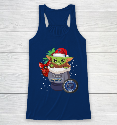 St.Louis Blues Christmas Baby Yoda Star Wars Funny Happy NHL Racerback Tank 7