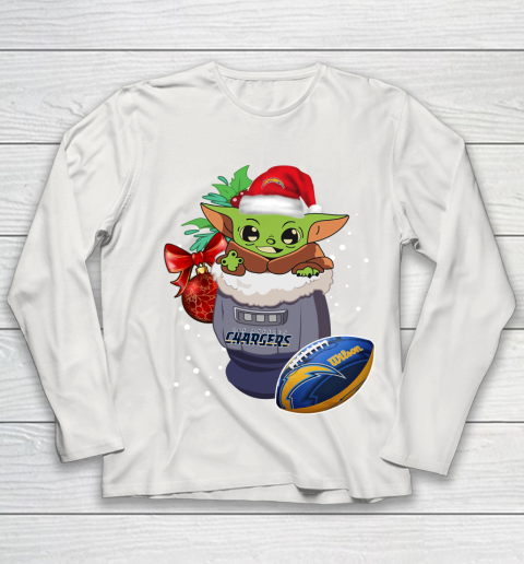Los Angeles Chargers Christmas Baby Yoda Star Wars Funny Happy NFL Youth Long Sleeve 11