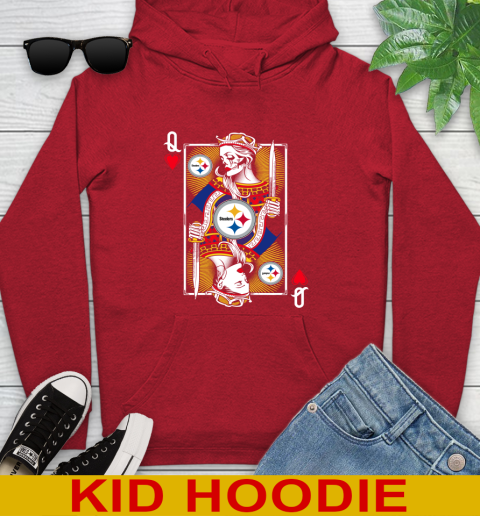 NFL Football Pittsburgh Steelers The Queen Of Hearts Card Shirt Youth Hoodie 11