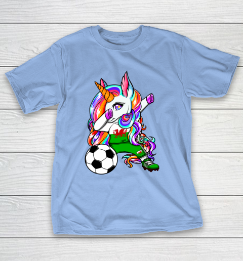 Dabbing Unicorn Wales Soccer Fan Jersey Welsh Football Lover T-Shirt 23