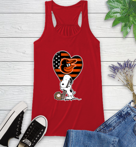 Baltimore Orioles MLB Baseball The Peanuts Movie Adorable Snoopy Racerback Tank 6